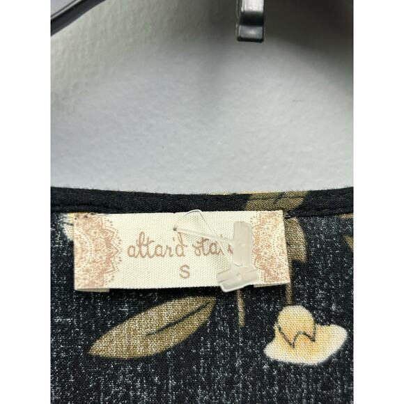 Altar'd State Floral Dress Boho Bell Sleeve Womens‎ Small Black Swing Button - Picture 4 of 8